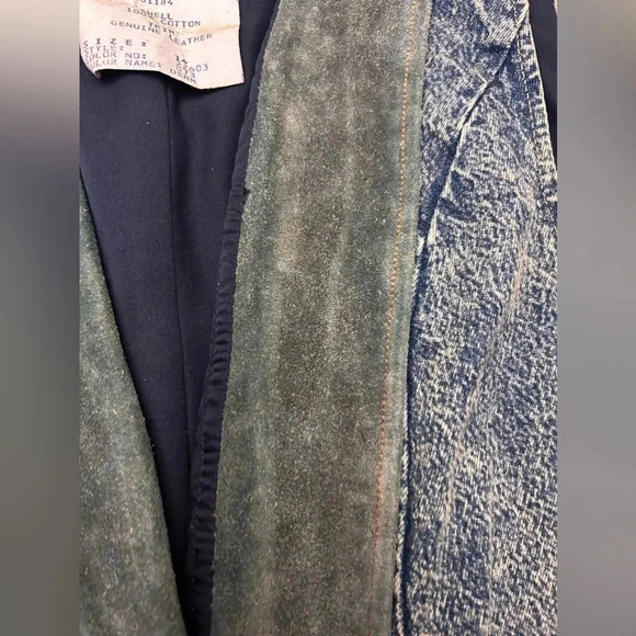 Rare Vintage Pioneer Wear 80s Acid Wash Leather Trim  Denim Jean Vest Unisex - Picture 5 of 14